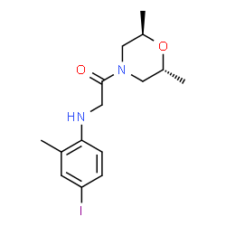 ChemSpider 2D Image | 1-[(2R,6R)-2,6-Dimethyl-4-morpholinyl]-2-[(4-iodo-2-methylphenyl)amino]ethanone | C15H21IN2O2