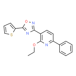 ChemSpider 2D Image | 2-Ethoxy-6-phenyl-3-[5-(2-thienyl)-1,2,4-oxadiazol-3-yl]pyridine | C19H15N3O2S