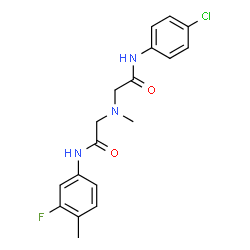 ChemSpider 2D Image | 2-[{2-[(4-Chlorophenyl)amino]-2-oxoethyl}(methyl)amino]-N-(3-fluoro-4-methylphenyl)acetamide | C18H19ClFN3O2
