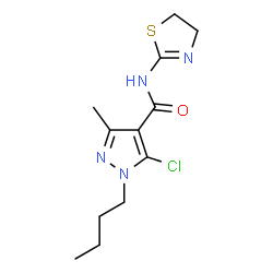 ChemSpider 2D Image | 1-Butyl-5-chloro-N-(4,5-dihydro-1,3-thiazol-2-yl)-3-methyl-1H-pyrazole-4-carboxamide | C12H17ClN4OS