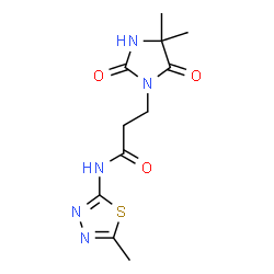 ChemSpider 2D Image | 3-(4,4-Dimethyl-2,5-dioxo-1-imidazolidinyl)-N-(5-methyl-1,3,4-thiadiazol-2-yl)propanamide | C11H15N5O3S