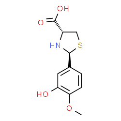 ChemSpider 2D Image | (2S,4R)-2-(3-Hydroxy-4-methoxyphenyl)-1,3-thiazolidine-4-carboxylic acid | C11H13NO4S