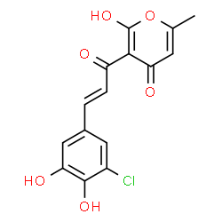 ChemSpider 2D Image | 3-[(2E)-3-(3-Chloro-4,5-dihydroxyphenyl)-2-propenoyl]-2-hydroxy-6-methyl-4H-pyran-4-one | C15H11ClO6