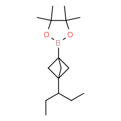 ChemSpider 2D Image | 4,4,5,5-Tetramethyl-2-[3-(3-pentanyl)bicyclo[1.1.1]pent-1-yl]-1,3,2-dioxaborolane | C16H29BO2