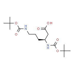 ChemSpider 2D Image | (3S)-3,6-Bis({[(2-methyl-2-propanyl)oxy]carbonyl}amino)hexanoic acid | C16H30N2O6
