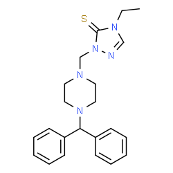 ChemSpider 2D Image | 2-{[4-(Diphenylmethyl)-1-piperazinyl]methyl}-4-ethyl-2,4-dihydro-3H-1,2,4-triazole-3-thione | C22H27N5S