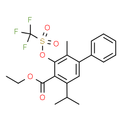 ChemSpider 2D Image | Ethyl 5-isopropyl-2-methyl-3-{[(trifluoromethyl)sulfonyl]oxy}-4-biphenylcarboxylate | C20H21F3O5S