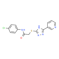ChemSpider 2D Image | N-(4-Chlorophenyl)-2-{[3-(3-pyridinyl)-1H-1,2,4-triazol-5-yl]sulfanyl}acetamide | C15H12ClN5OS