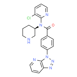 ChemSpider 2D Image | N-(3-chloropyridin-2-yl)-N-[(3R)-piperidin-3-yl]-4-{[1,2,3]triazolo[4,5-b]pyridin-3-yl}benzamide | C22H20ClN7O
