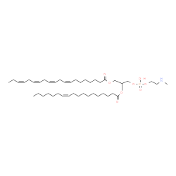 ChemSpider 2D Image | 6-Hydroxy-9-[(11Z)-11-octadecenoyloxy]-6-oxido-5,7-dioxa-2-aza-6lambda~5~-phosphadecan-10-yl (8Z,11Z,14Z,17Z)-8,11,14,17-icosatetraenoate | C44H78NO8P
