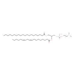 ChemSpider 2D Image | 6-Hydroxy-2-methyl-9-[(9Z,12Z)-9,12-octadecadienoyloxy]-6-oxido-5,7-dioxa-2-aza-6lambda~5~-phosphadecan-10-yl icosanoate | C45H86NO8P