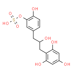 ChemSpider 2D Image | 2-Hydroxy-5-[2-hydroxy-3-(2,4,6-trihydroxyphenyl)propyl]phenyl hydrogen sulfate | C15H16O9S