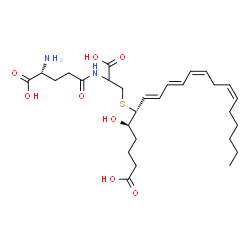 ChemSpider 2D Image | D-gamma-Glutamyl-S-[(4R,5R,6E,8E,10Z,13Z)-1-carboxy-4-hydroxy-6,8,10,13-nonadecatetraen-5-yl]cysteine | C28H44N2O8S