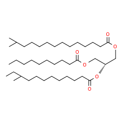 ChemSpider 2D Image | 3-(Decanoyloxy)-2-[(10-methyldodecanoyl)oxy]propyl 13-methyltetradecanoate | C41H78O6