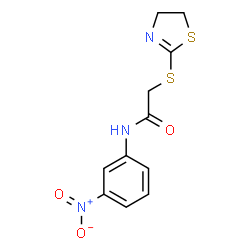 ChemSpider 2D Image | 2-(4,5-Dihydro-1,3-thiazol-2-ylsulfanyl)-N-(3-nitrophenyl)acetamide | C11H11N3O3S2