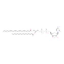 ChemSpider 2D Image | 4-Amino-1-{(2xi)-5-O-[hydroxy({hydroxy[(2R)-3-[(5Z,8Z,11Z,14Z)-5,8,11,14-icosatetraenoyloxy]-2-(palmitoyloxy)propoxy]phosphoryl}oxy)phosphoryl]-beta-D-threo-pentofuranosyl}-2(1H)-pyrimidinone | C48H81N3O15P2