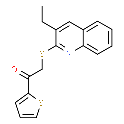 ChemSpider 2D Image | 2-[(3-Ethyl-2-quinolinyl)sulfanyl]-1-(2-thienyl)ethanone | C17H15NOS2