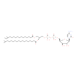 ChemSpider 2D Image | 4-Amino-1-[(2xi)-5-O-{hydroxy[(hydroxy{(2R)-3-[(14-methylhexadecanoyl)oxy]-2-[(17-methyloctadecanoyl)oxy]propoxy}phosphoryl)oxy]phosphoryl}-beta-D-threo-pentofuranosyl]-2(1H)-pyrimidinone | C48H89N3O15P2