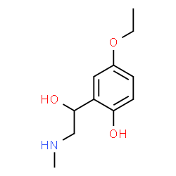 ChemSpider 2D Image | 4-Ethoxy-2-[1-hydroxy-2-(methylamino)ethyl]phenol | C11H17NO3