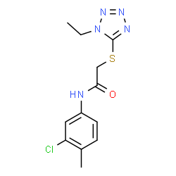 ChemSpider 2D Image | N-(3-Chloro-4-methylphenyl)-2-[(1-ethyl-1H-tetrazol-5-yl)sulfanyl]acetamide | C12H14ClN5OS