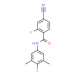 ChemSpider 2D Image | 4-Cyano-2-fluoro-N-(4-iodo-3,5-dimethylphenyl)benzamide | C16H12FIN2O