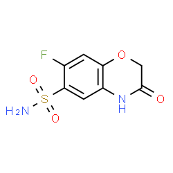 ChemSpider 2D Image | 7-Fluoro-3-oxo-3,4-dihydro-2H-1,4-benzoxazine-6-sulfonamide | C8H7FN2O4S
