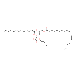ChemSpider 2D Image | (2R)-3-[(9Z,12Z)-9,12-Octadecadienoyloxy]-2-(tridecanoyloxy)propyl 2-(trimethylammonio)ethyl phosphate | C39H74NO8P