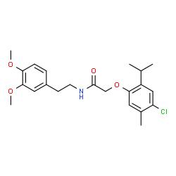 ChemSpider 2D Image | 2-(4-Chloro-2-isopropyl-5-methylphenoxy)-N-[2-(3,4-dimethoxyphenyl)ethyl]acetamide | C22H28ClNO4