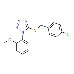 ChemSpider 2D Image | 5-[(4-Chlorobenzyl)sulfanyl]-1-(2-methoxyphenyl)-1H-tetrazole | C15H13ClN4OS