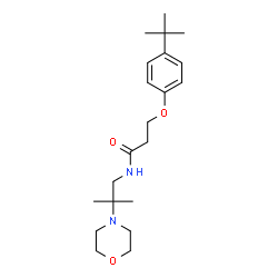 ChemSpider 2D Image | N-[2-Methyl-2-(4-morpholinyl)propyl]-3-[4-(2-methyl-2-propanyl)phenoxy]propanamide | C21H34N2O3