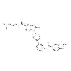 ChemSpider 2D Image | N-[3-(Dimethylamino)propyl]-2-methyl-1-[5-(3-{[(2-methyl-1H-benzimidazol-6-yl)carbonyl]amino}phenyl)-2-pyridinyl]-1H-benzimidazole-5-carboxamide | C34H34N8O2