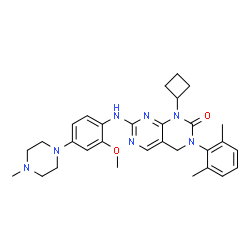 ChemSpider 2D Image | 1-cyclobutyl-3-(2,6-dimethylphenyl)-7-{[2-methoxy-4-(4-methylpiperazin-1-yl)phenyl]amino}-4H-[1,3]diazino[4,5-d]pyrimidin-2-one | C30H37N7O2