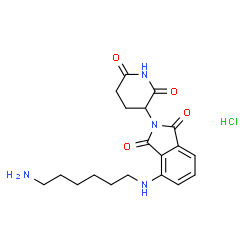 ChemSpider 2D Image | 4-[(6-Aminohexyl)amino]-2-(2,6-dioxo-3-piperidinyl)-1H-isoindole-1,3(2H)-dione hydrochloride (1:1) | C19H25ClN4O4