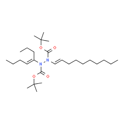 ChemSpider 2D Image | Bis(2-methyl-2-propanyl) 1-[(1E)-1-decen-1-yl]-2-[(4E)-4-octen-4-yl]-1,2-hydrazinedicarboxylate | C28H52N2O4