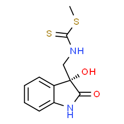 ChemSpider 2D Image | Methyl {[(3R)-3-hydroxy-2-oxo-2,3-dihydro-1H-indol-3-yl]methyl}carbamodithioate | C11H12N2O2S2