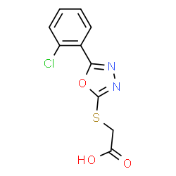 ChemSpider 2D Image | 2-[[5-(2-Chlorophenyl)-1,3,4-oxadiazol-2-yl]thio]acetic acid | C10H7ClN2O3S