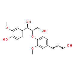 ChemSpider 2D Image | (1R,2S)-1-(4-Hydroxy-3-methoxyphenyl)-2-{4-[(1E)-3-hydroxy-1-propen-1-yl]-2-methoxyphenoxy}-1,3-propanediol | C20H24O7