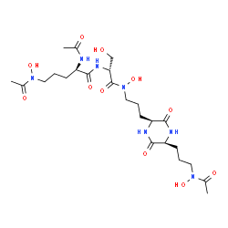 ChemSpider 2D Image | N~2~,N~5~-Diacetyl-N~5~-hydroxy-D-ornithyl-N-{3-[(2S,5S)-5-{3-[acetyl(hydroxy)amino]propyl}-3,6-dioxo-2-piperazinyl]propyl}-N-hydroxy-D-serinamide | C24H41N7O11
