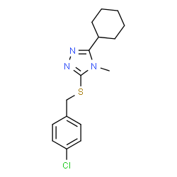 ChemSpider 2D Image | 3-(4-Chloro-benzylsulfanyl)-5-cyclohexyl-4-methyl-4H-[1,2,4]triazole | C16H20ClN3S