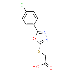 ChemSpider 2D Image | {[5-(4-Chlorophenyl)-1,3,4-oxadiazol-2-yl]sulfanyl}acetic acid | C10H7ClN2O3S