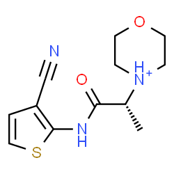 ChemSpider 2D Image | 4-{(2R)-1-[(3-Cyano-2-thienyl)amino]-1-oxo-2-propanyl}morpholin-4-ium | C12H16N3O2S