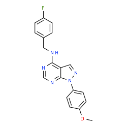 ChemSpider 2D Image | N-(4-Fluorobenzyl)-1-(4-methoxyphenyl)-1H-pyrazolo[3,4-d]pyrimidin-4-amine | C19H16FN5O