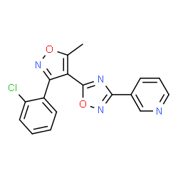 ChemSpider 2D Image | 3-{5-[3-(2-Chlorophenyl)-5-methyl-1,2-oxazol-4-yl]-1,2,4-oxadiazol-3-yl}pyridine | C17H11ClN4O2
