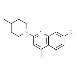 ChemSpider 2D Image | 7-Chloro-4-methyl-2-(4-methyl-1-piperidinyl)quinoline | C16H19ClN2