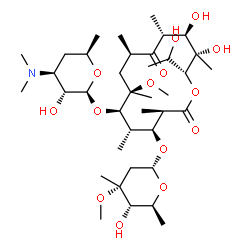 ChemSpider 2D Image | (3R,4S,5S,6R,7R,9R,11R,12R,13S,14R)-6-{[(2S,3R,4S,6R)-4-(Dimethylamino)-3-hydroxy-6-methyltetrahydro-2H-pyran-2-yl]oxy}-12,13-dihydroxy-14-[(1S)-1-hydroxyethyl]-4-{[(2R,4R,5S,6S)-5-hydroxy-4-methoxy-4
,6-dimethyltetrahydro-2H-pyran-2-yl]oxy}-7-methoxy-3,5,7,9,11,13-hexamethyloxacyclotetradecane-2,10-dione | C38H69NO14