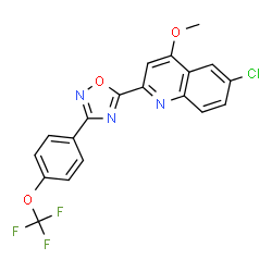 ChemSpider 2D Image | 6-Chloro-4-methoxy-2-{3-[4-(trifluoromethoxy)phenyl]-1,2,4-oxadiazol-5-yl}quinoline | C19H11ClF3N3O3