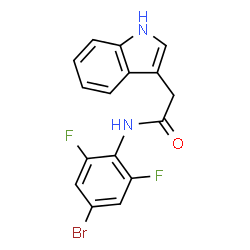 ChemSpider 2D Image | N-(4-Bromo-2,6-difluorophenyl)-2-(1H-indol-3-yl)acetamide | C16H11BrF2N2O