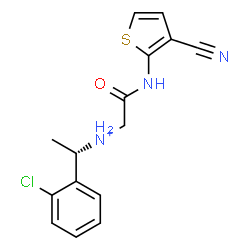 ChemSpider 2D Image | N-[(1S)-1-(2-Chlorophenyl)ethyl]-2-[(3-cyano-2-thienyl)amino]-2-oxoethanaminium | C15H15ClN3OS