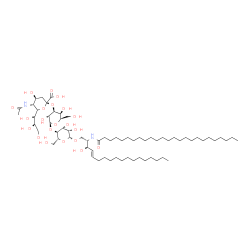 ChemSpider 2D Image | (2S,3R,4E)-3-Hydroxy-2-(pentacosanoylamino)-4-octadecen-1-yl 5-acetamido-3,5-dideoxy-6-[(1R,2R)-1,2,3-trihydroxypropyl]-beta-L-threo-hex-2-ulopyranonosyl-(2->3)-beta-D-galactopyranosyl-(1->4)-beta-D-m
annopyranoside | C66H122N2O21