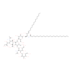 ChemSpider 2D Image | (2S,3R,4E)-3-Hydroxy-2-(tetracosanoylamino)-4-octadecen-1-yl 5-acetamido-3,5-dideoxy-6-[(1S,2S)-1,2,3-trihydroxypropyl]-beta-L-threo-hex-2-ulopyranonosyl-(2->3)-[beta-D-galactopyranosyl-(1->3)-2-aceta
mido-2-deoxy-beta-D-galactopyranosyl-(1->4)]-beta-D-galactopyranosyl-(1->4)-beta-D-mannopyranoside | C79H143N3O31